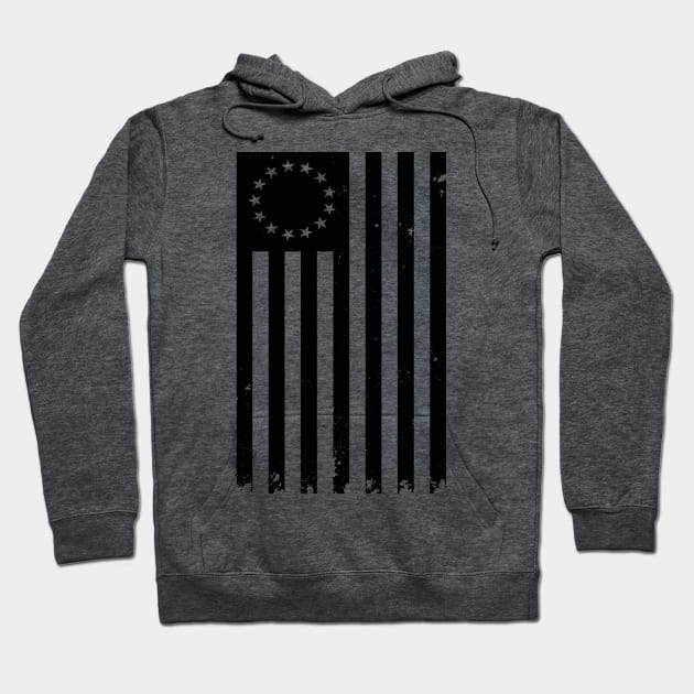 Black Vertical Betsy Ross Flag Hoodie by DazzlingApparel